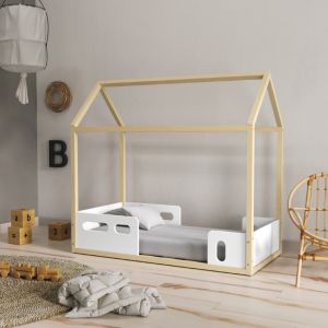 Mini cama montessoriana Liv branco/natural Matic