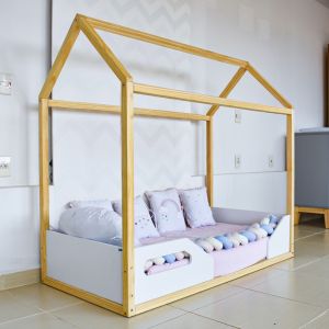 Mini cama montessoriana Zoe branco/natural Reller
