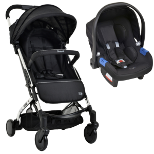 Carrinho de Bebê Zap Metal Prata Compacto com bebê conforto Touring X black Burigotto